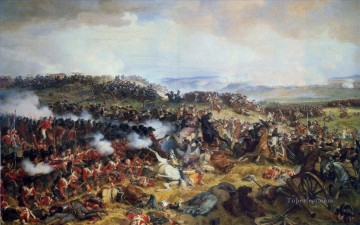  aux obras - La batalla de Waterloo Las plazas británicas recibiendo la carga de los coraceros franceses por Henri Felix Emmanuel Philippoteaux Guerra militar